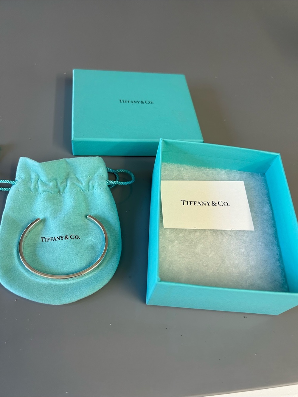 Tiffany & Co. Silver Open Cuff 1837 Bracelet in Tiffany Blue Pouch